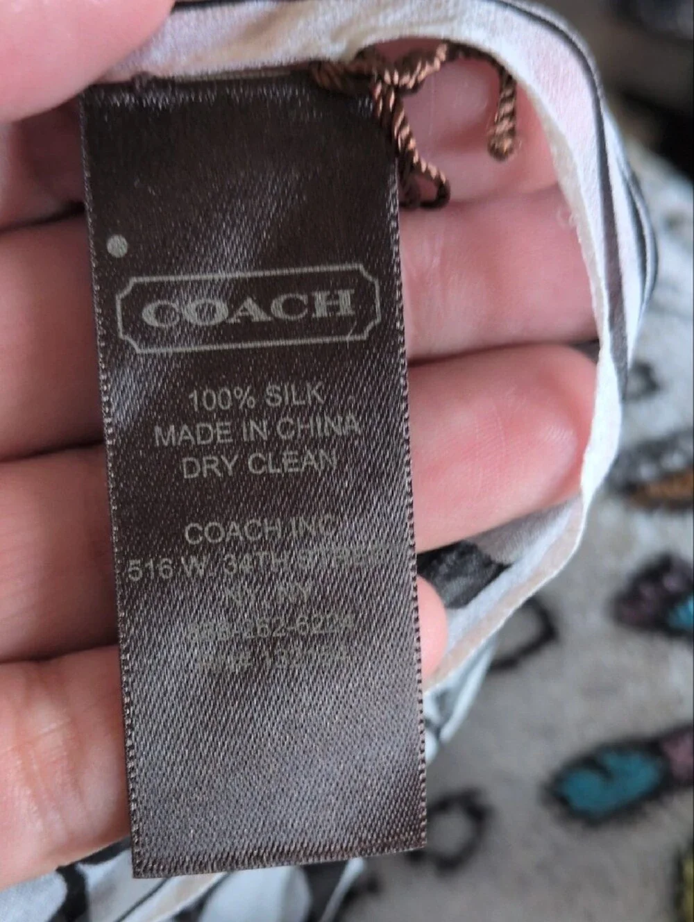 Coach Black and White Circular Print Lightweight Scarf